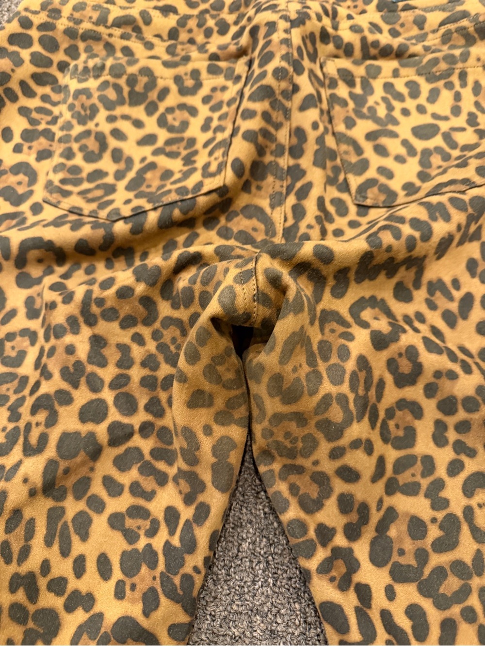 Leopard Print Flare Jeans in Mustard Brown - Picture 7 of 8